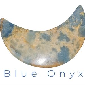 Blue Onxy Moon Carving w/ Stand
